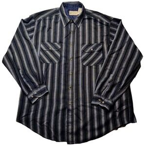 VTG NORTHWEST TERRITORY Men XL Blue Green Striped ACRYLIC Flannel  Shirt